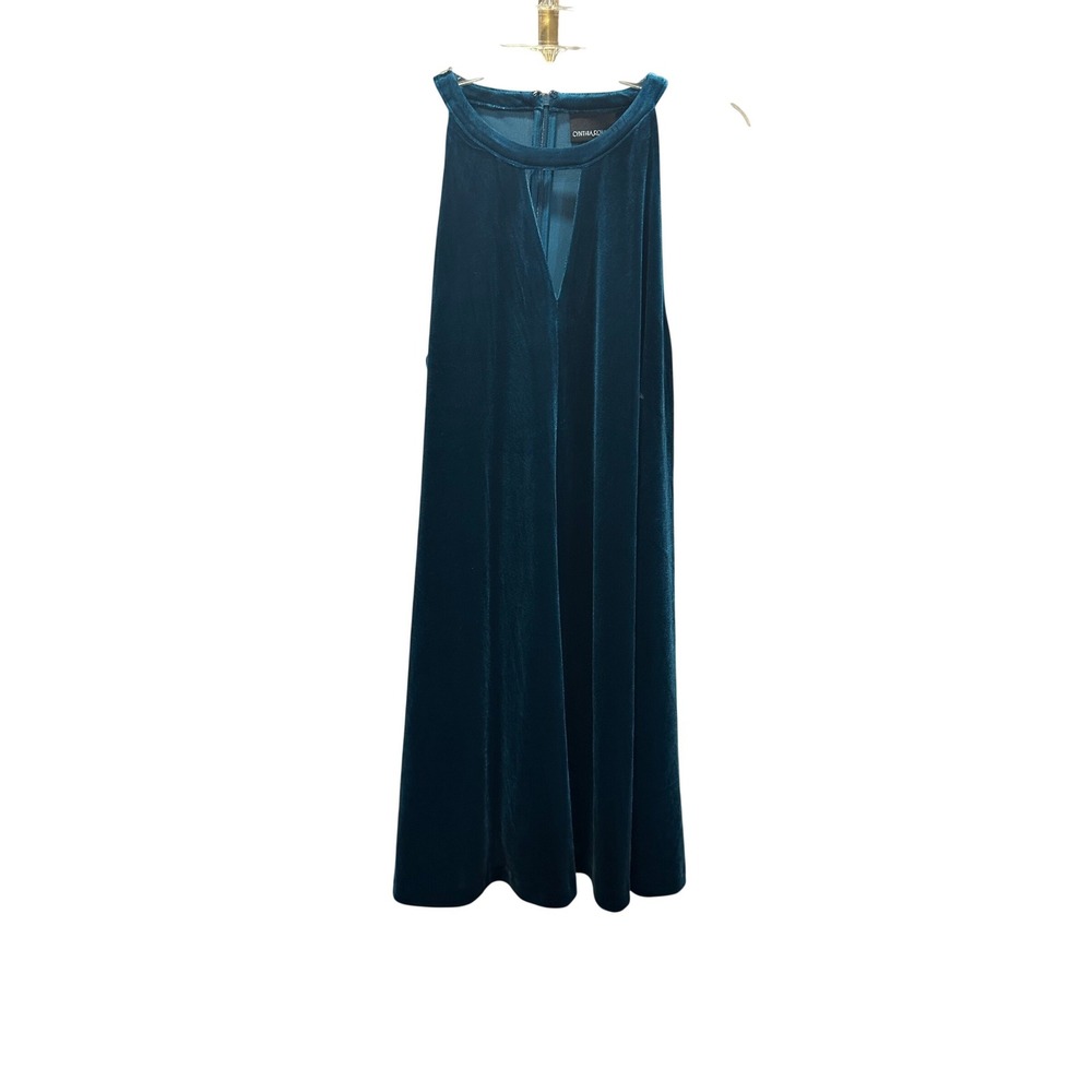 Cynthia Rowley Teal Velvet Halter Neck‎ Maxi Dress Women's Size M